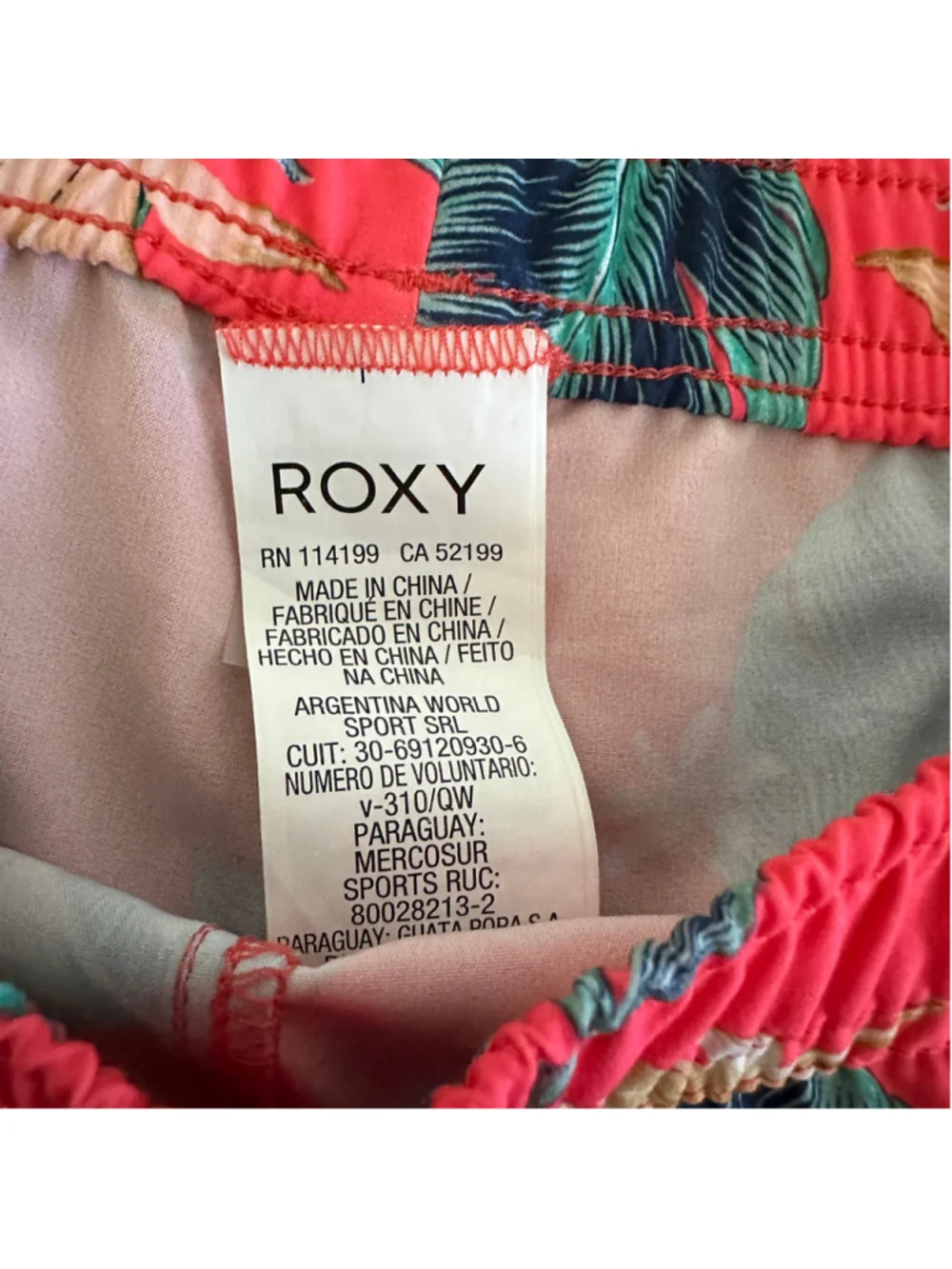 Girls Roxy Floral Shorts Size XL 14 Red Green Tropical Print Ruffle Hem